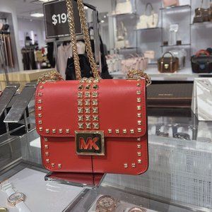 Michael Kors Sonia Small Flame Studded Leather Shoulder Crossbody Handbag